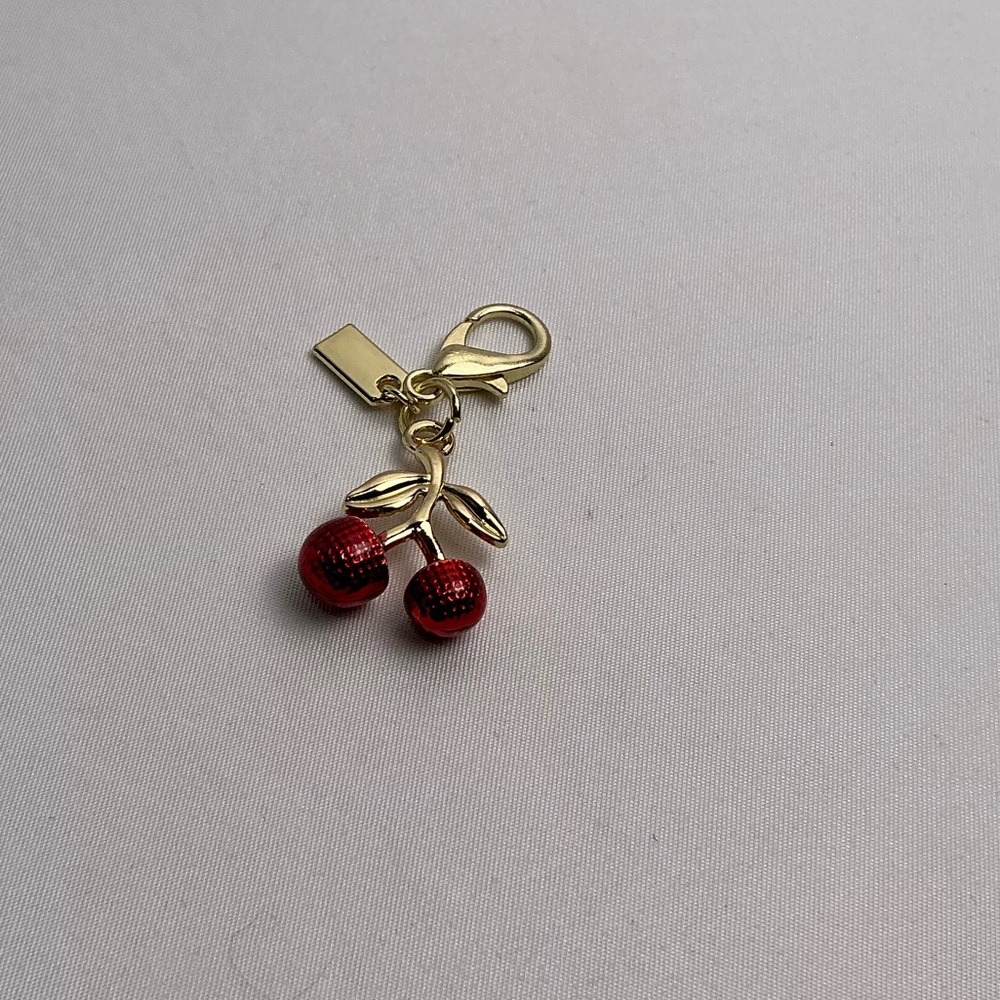 Gold and Red Cherry Keychain Charm